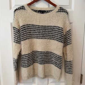 Cream and Black Fuzzy Sweater